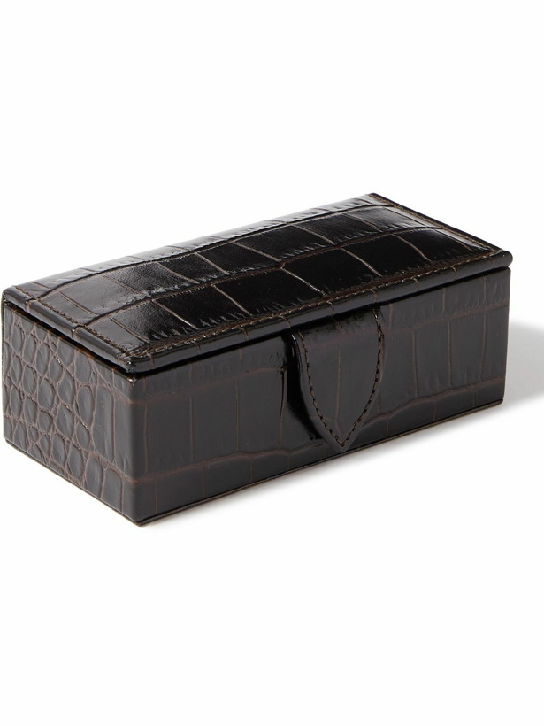 Photo: Smythson - Mini Croc-Effect Leather Cufflinks Box