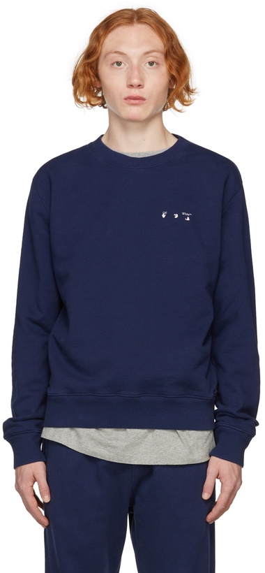 Photo: Off-White Blue Slim Logo Arrows Sweatshirt