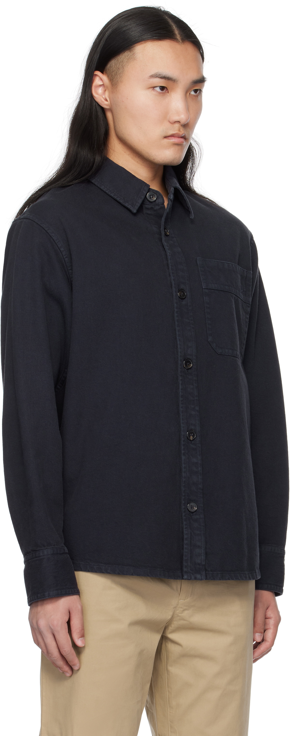 A.P.C. Navy Basile Brodée Poitrine Overshirt