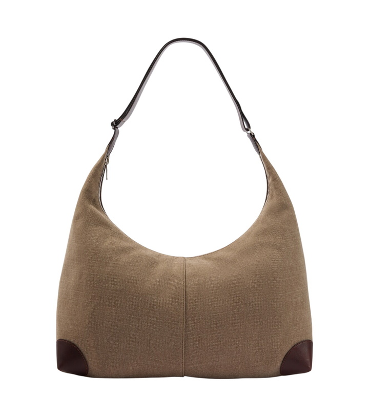 Photo: Brunello Cucinelli Leather-trimmed shoulder bag