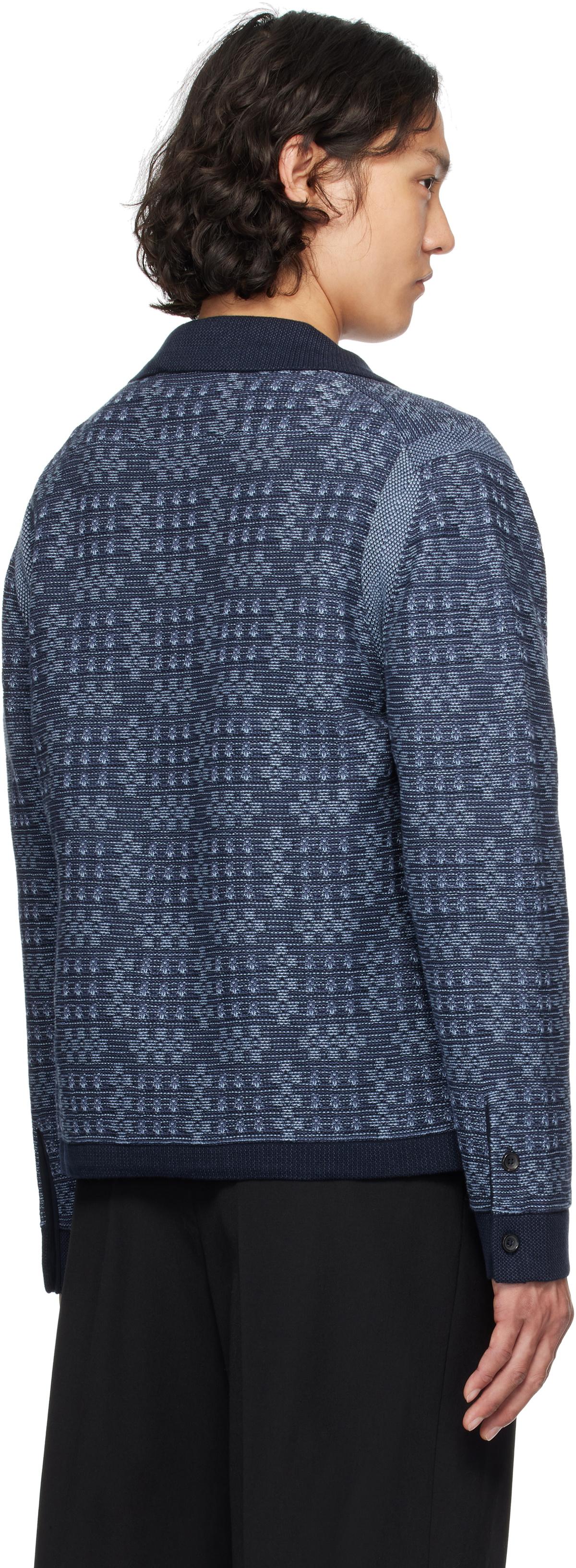 PS by Paul Smith Navy Geo Cotton Cardigan