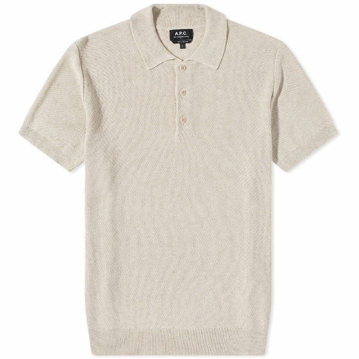 Photo: A.P.C. Men's Fred Knit Polo Shirt in Beige