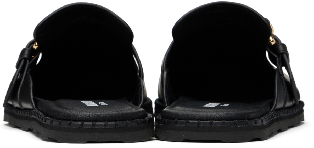 Moschino Black Leather Mule Loafers