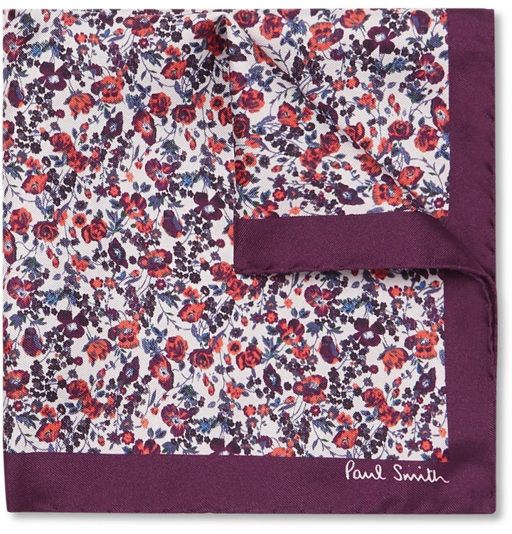 Photo: Paul Smith - Floral-Print Silk-Twill Pocket Square - Purple