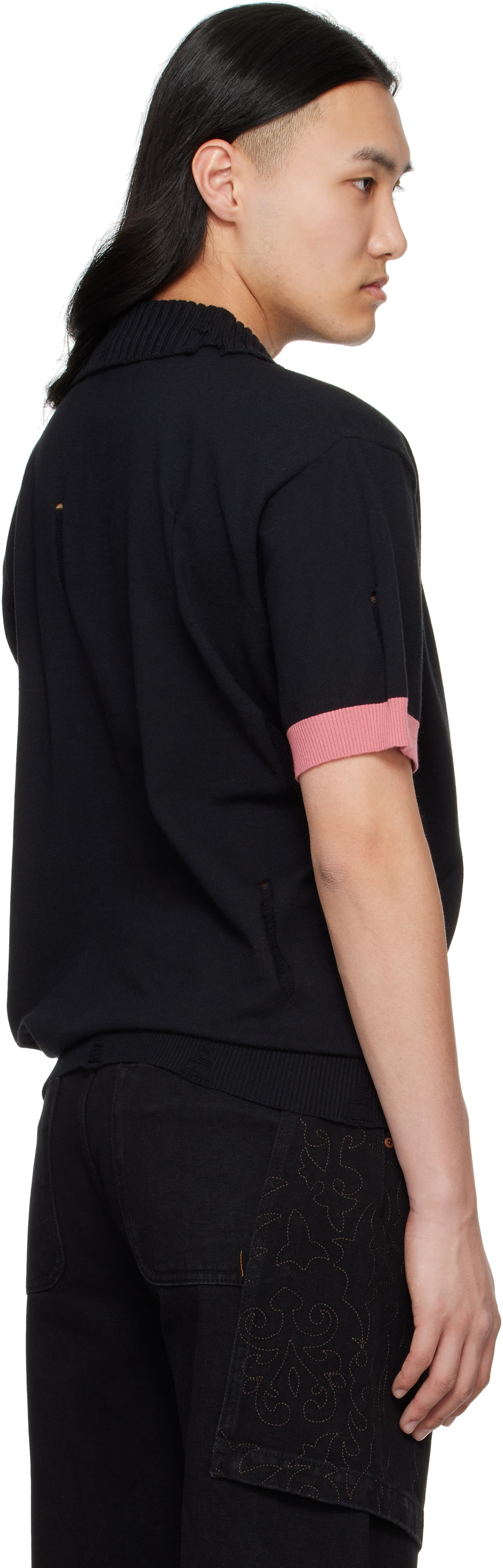 Andersson Bell Black Damaged Polo