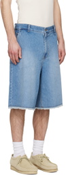 Solid Homme Blue Stripe Denim Bermuda Shorts