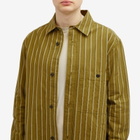 MHL by Margaret Howell Men's Overall Stripe Shirt in Light Olive/Off White