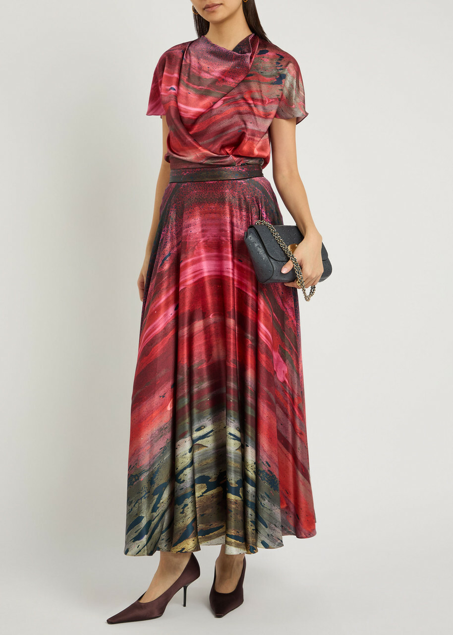 Roksanda Zua Printed Draped Silk top Multicoloured 1