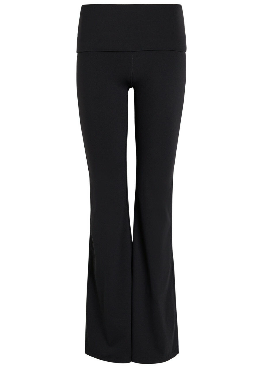 Tala Dayflex Fold-waist Flared Stretch-jersey Trousers Black