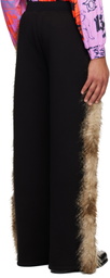 Chopova Lowena Black Faux-Fur Sweatpants