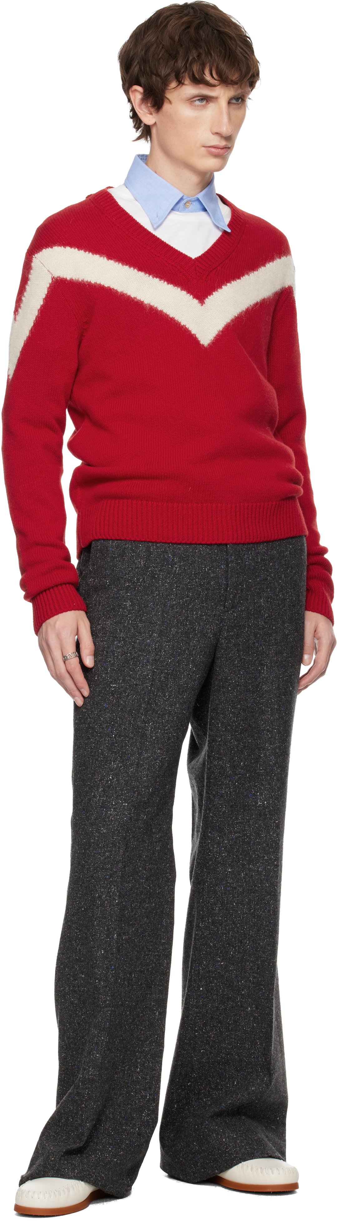 Valentino Red Wool VLogo Bow Sweater