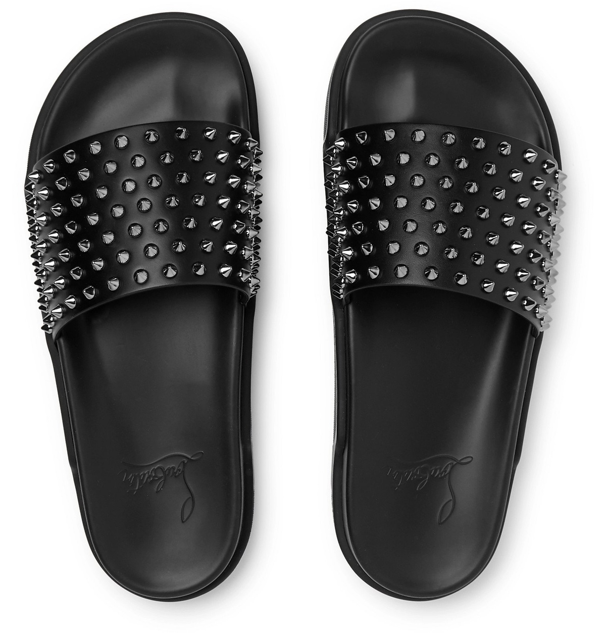 Black Pool Fun studded leather slides