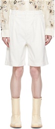 Sunflower White Pleated Denim Shorts
