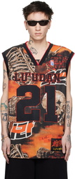 LU'U DAN Black & Orange B Ball L-D Tank Top