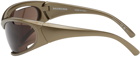 Balenciaga Brown Dynamo Rectangle Sunglasses