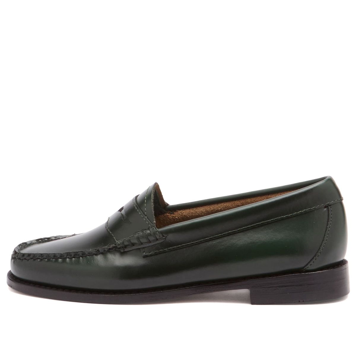 Bass Weejuns Women's Penny Loafer in Dark Green Leather