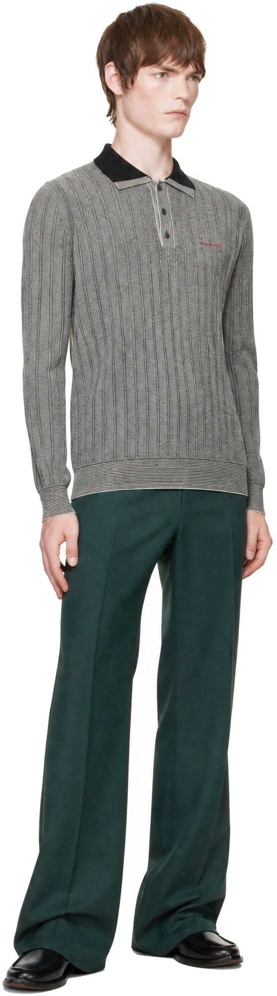 Marni Black & White Virgin Wool Polo