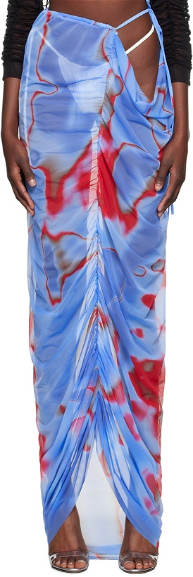 Photo: Ester Manas Blue Ruched Maxi Skirt