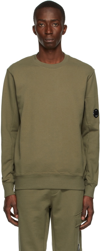 Photo: C.P. Company Khaki Diagonal Raised Fleece Sweatshirt