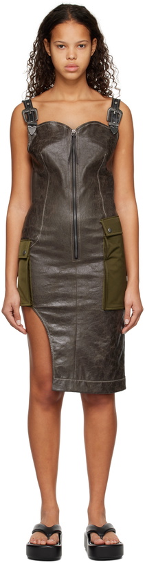 Photo: Andersson Bell Khaki Sadie Faux-Leather Midi Dress