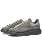 Alexander McQueen Men's Heel Tab Suede Wedge Sole Sneakers in Grey