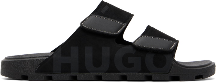 Photo: Hugo Black Faux-Suede Logo Detailing Sandals