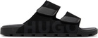 Hugo Black Faux-Suede Logo Detailing Sandals