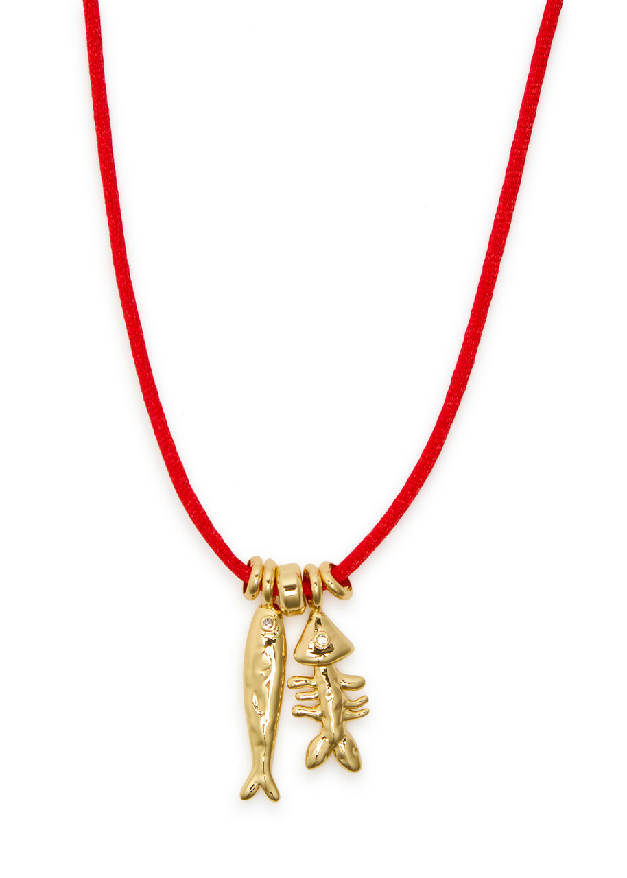 Eliou Sardine And Fishbone Cord Necklace - Gold - One Size