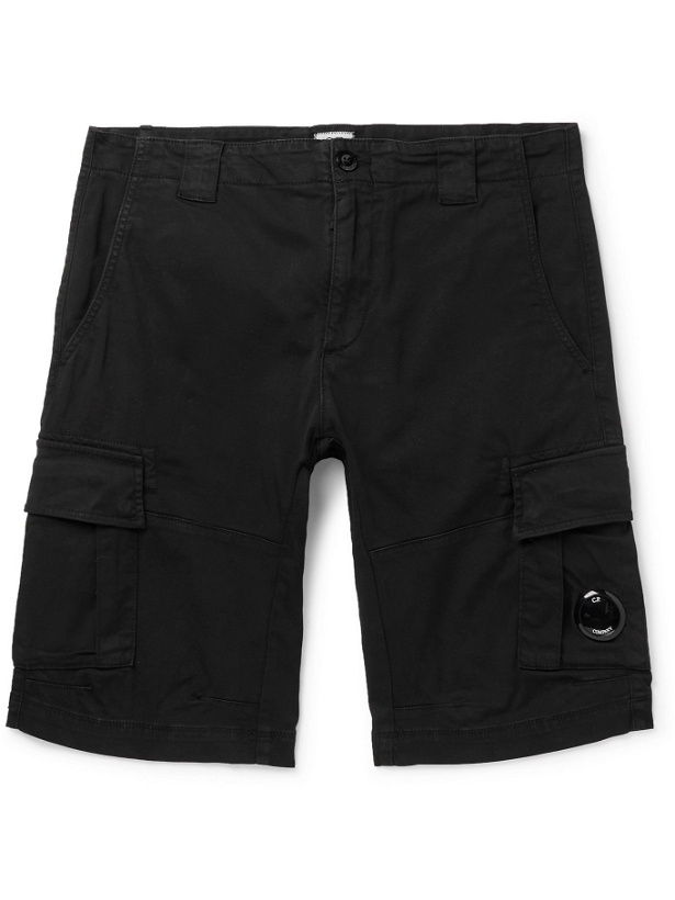 Photo: C.P. COMPANY - Logo-Appliquéd Garment-Dyed Cotton-Blend Cargo Shorts - Black