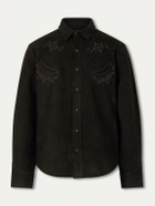 RRL - Embroidered Suede Jacket - Black
