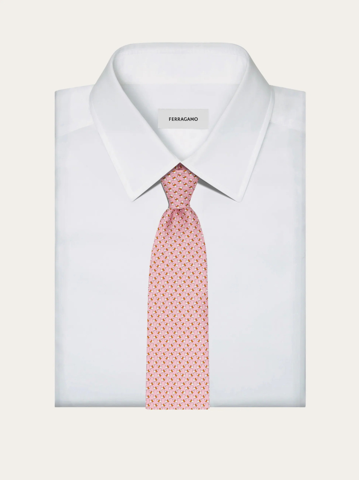 Ferragamo Mens Dylan print silk tie in Pink
