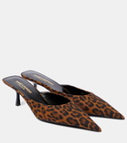 Saint Laurent Barbara 55 animal-print grosgrain mules