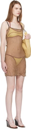 Fruity Booty Tan Polka Midi Dress