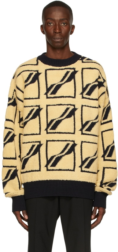 Photo: We11done Beige Bouclé Logo Sweater