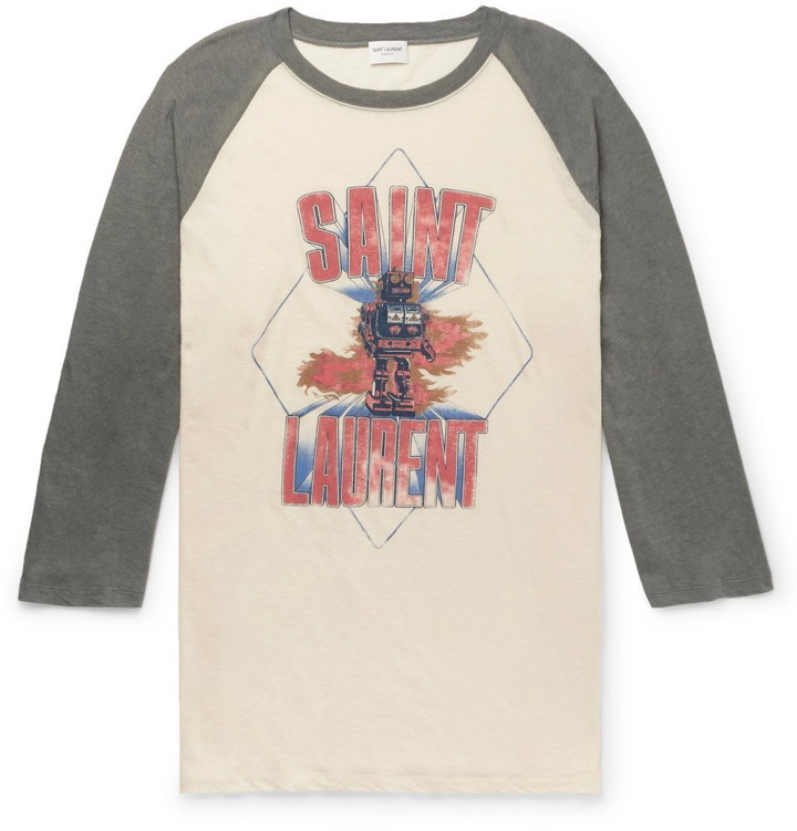 Photo: Saint Laurent - Logo-Print Cotton-Jersey T-Shirt - Men - Gray
