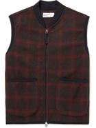 Universal Works - Arden Slim-Fit Checked Brushed Woven Gilet - Red