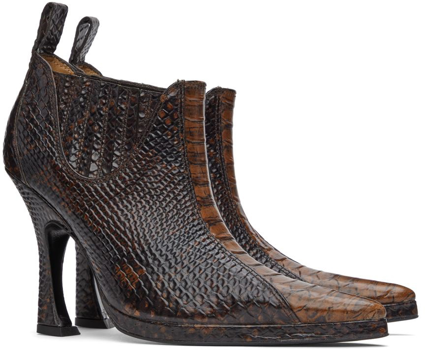 Boots Chelsea Vanessa Wu Effet Serpent - Couleur Argent/doré - Talon 2-7cm - Neuf Avec Emballage