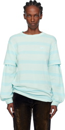 OPEN YY Blue Layered Stripe T-shirt