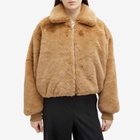 Good American Women's Faux Fur Oversized Collared Coat in Warm Caramel
