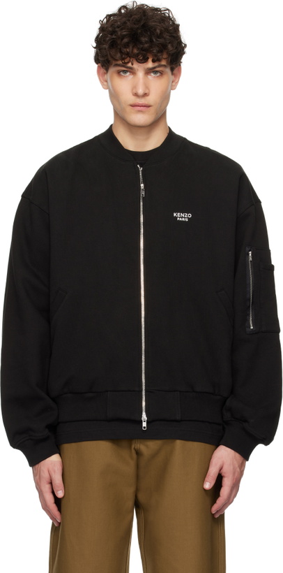 Photo: Kenzo Black Kenzo Paris Pop Embroidered Bomber Jacket