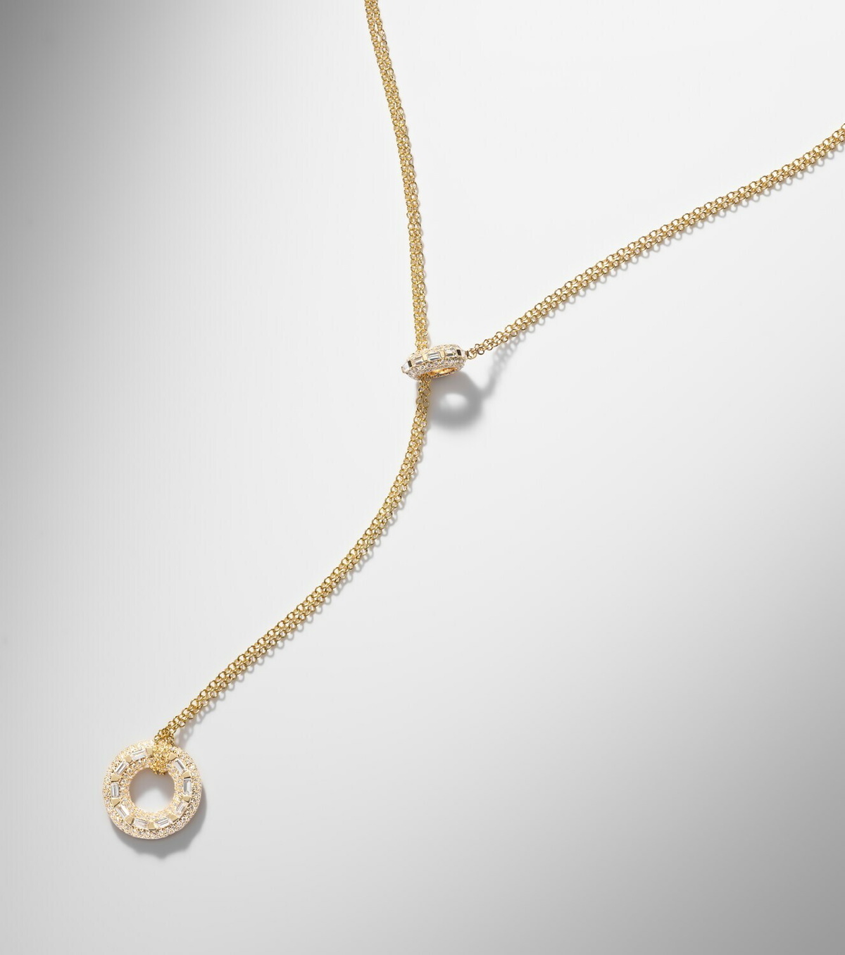 Shay Jewelry Orbit Lariat 18kt gold necklace with diamonds
