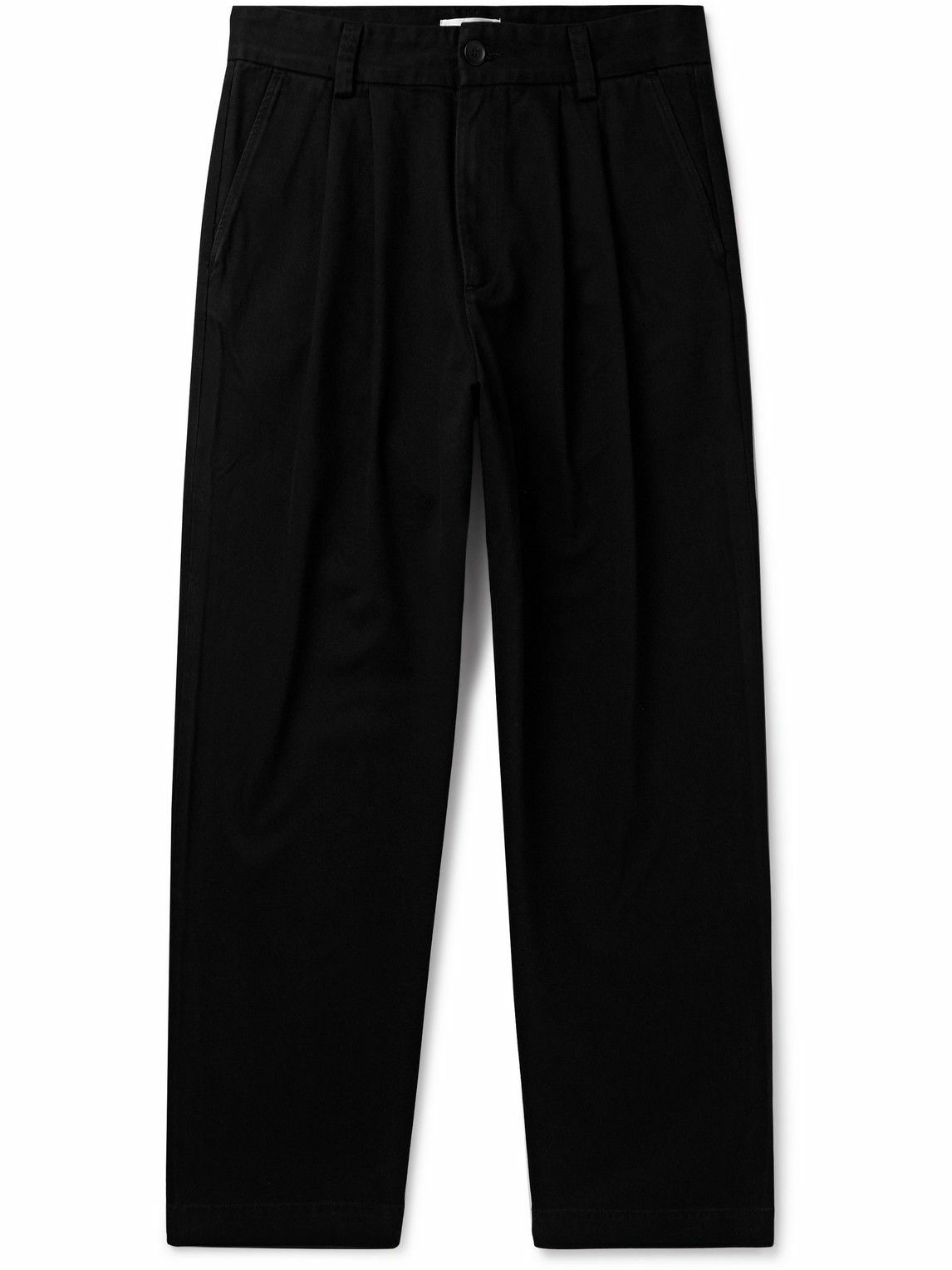AGOLDE - Slater Straight-Leg Pleated Cotton-Twill Trousers - Black