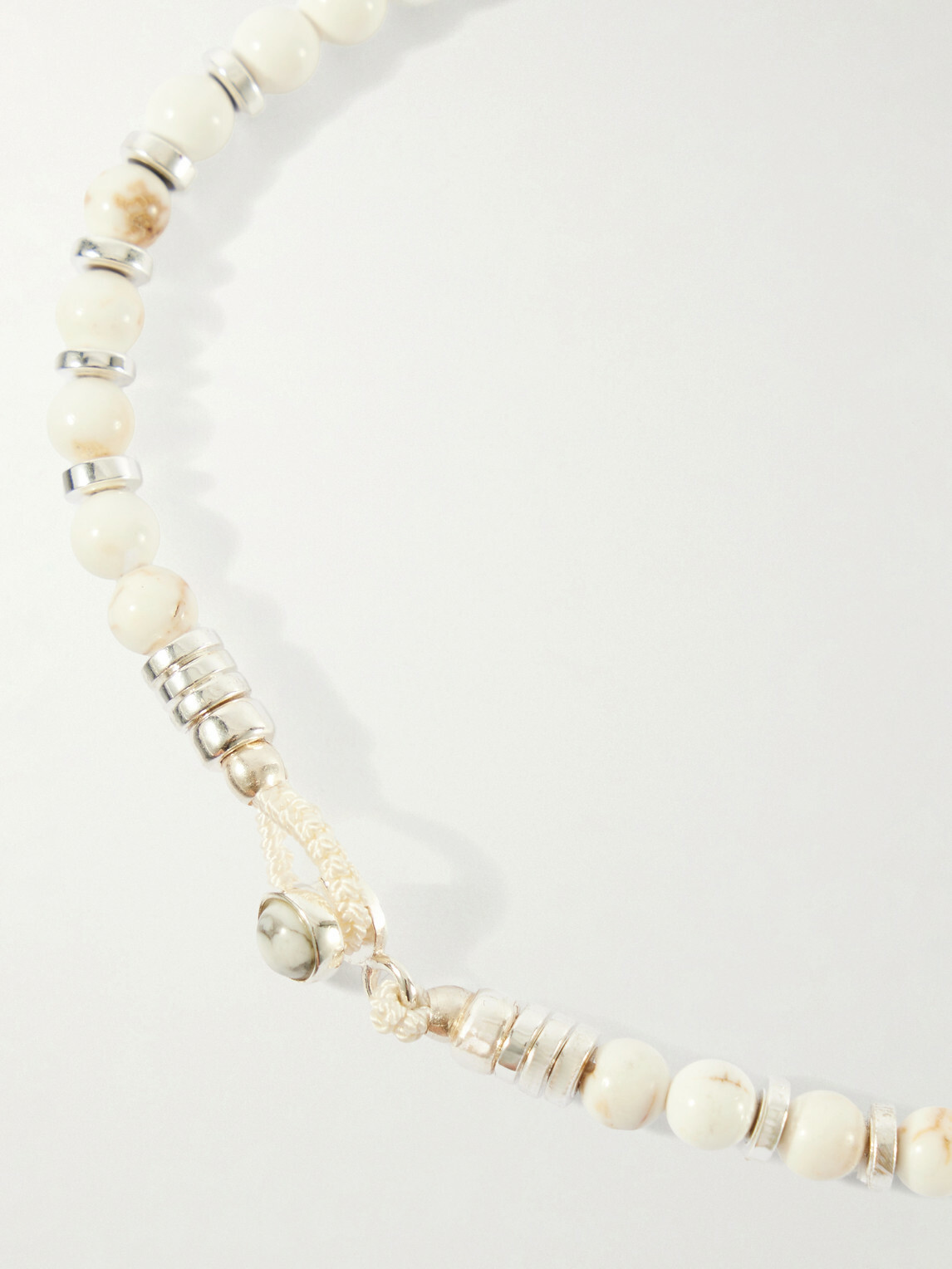 Mikia - Circle 4 Sterling Silver, Magnesite and Hematite Beaded Bracelet - White
