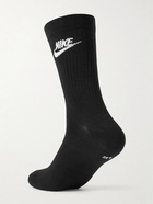 Nike - Three-Pack Nike Sportswear Everyday Essential Recycled Dri-FIT Socks - Black