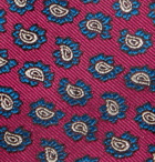 ETRO - 8cm Embroidered Silk-Faille Tie - Burgundy