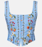 Agua by Agua Bendita Eslabón printed cotton bustier top