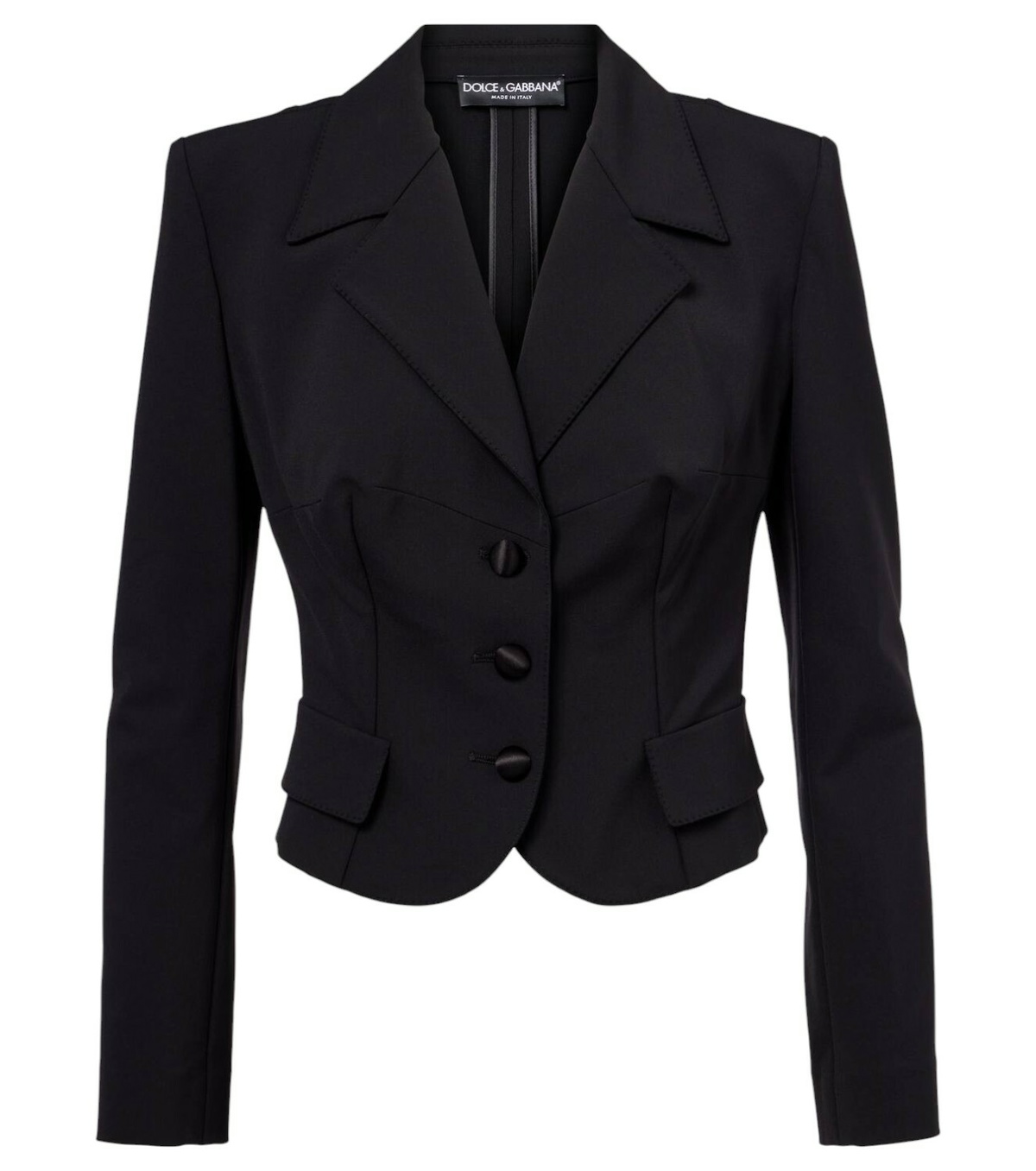 ジャケット Dolce&Gabbana Cropped Double-Breasted Jacket Cropped double-breasted wool tuxedo jacket in Black for