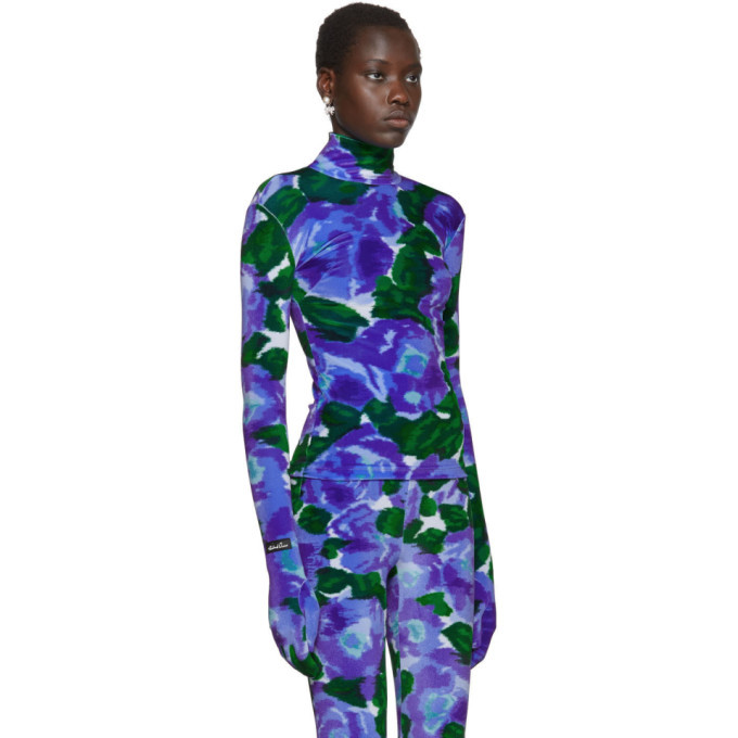 Richard Quinn Blue Floral Turtleneck