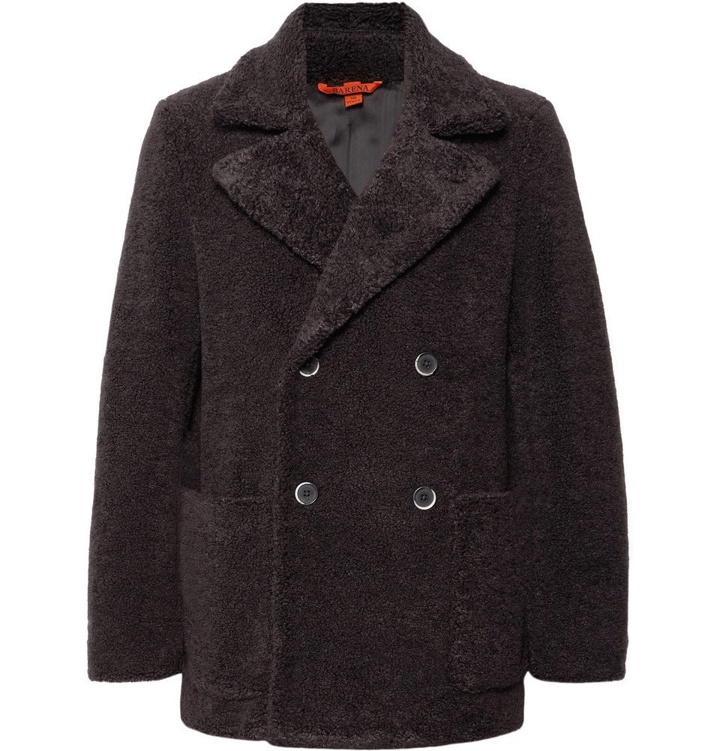 Photo: Barena - Double-Breasted Faux Shearling Peacoat - Dark brown
