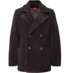 Barena - Double-Breasted Faux Shearling Peacoat - Dark brown